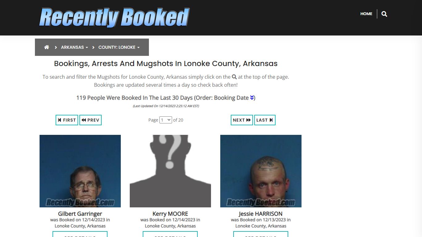 Bookings, Arrests and Mugshots in Lonoke County, Arkansas - Recently Booked